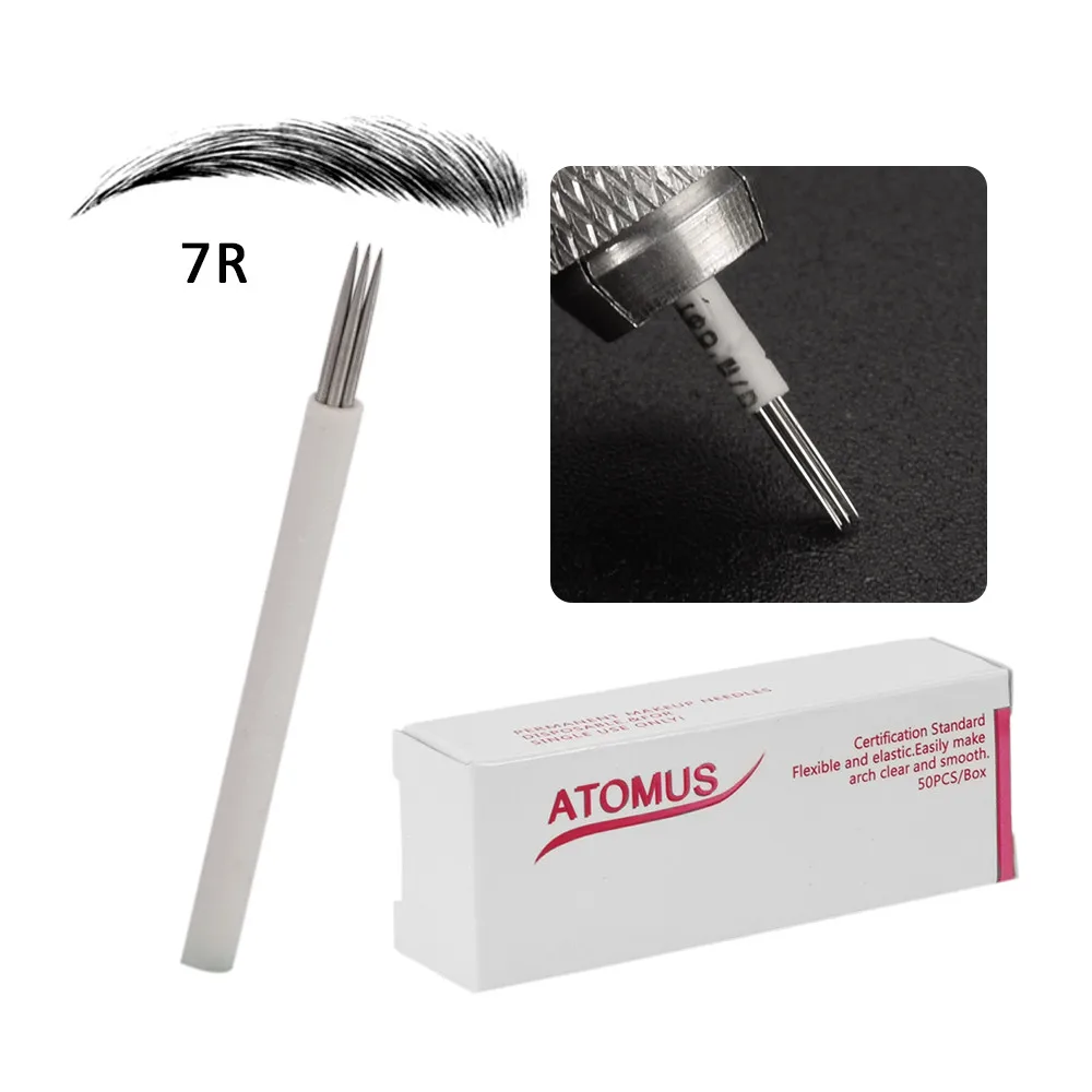 50 шт. 7R микро Перманентный макияж иглы лезвие Tebore Blading Microshading Laminas Tebori брови Microblading