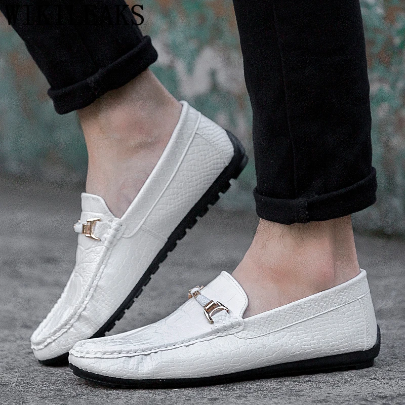 Crocodile Shoes Mens Casual Luxury Brand Loafers Patent Leather Men Sepatu Kulit Pria Zapatillas Hombre Sapatos | Обувь