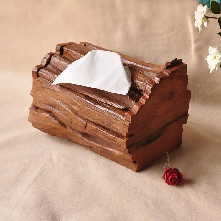 

FREE SHIPPING New Teak-carved tissue box multifunctional wood craftwork antique home decoration
