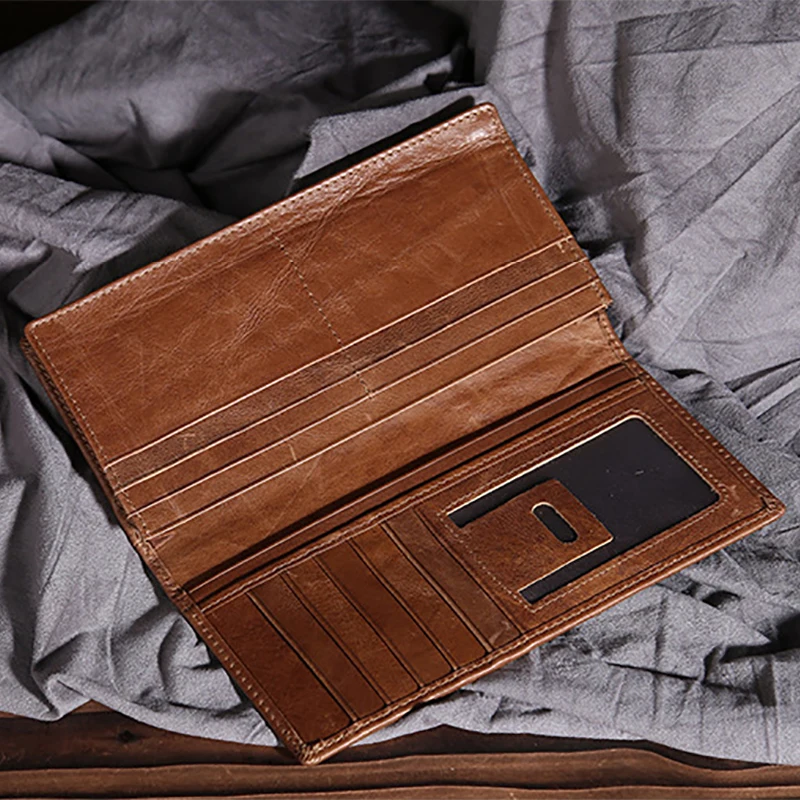 Длинный кошелек унисекс из натуральной вощеной кожи Oix дизайнерский мужской