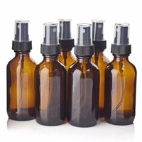 6pcs 2 oz 60ml amber glass spray bottle with fine mist sprayer for essential oils aromatherapy perfume empty cosmetic containers