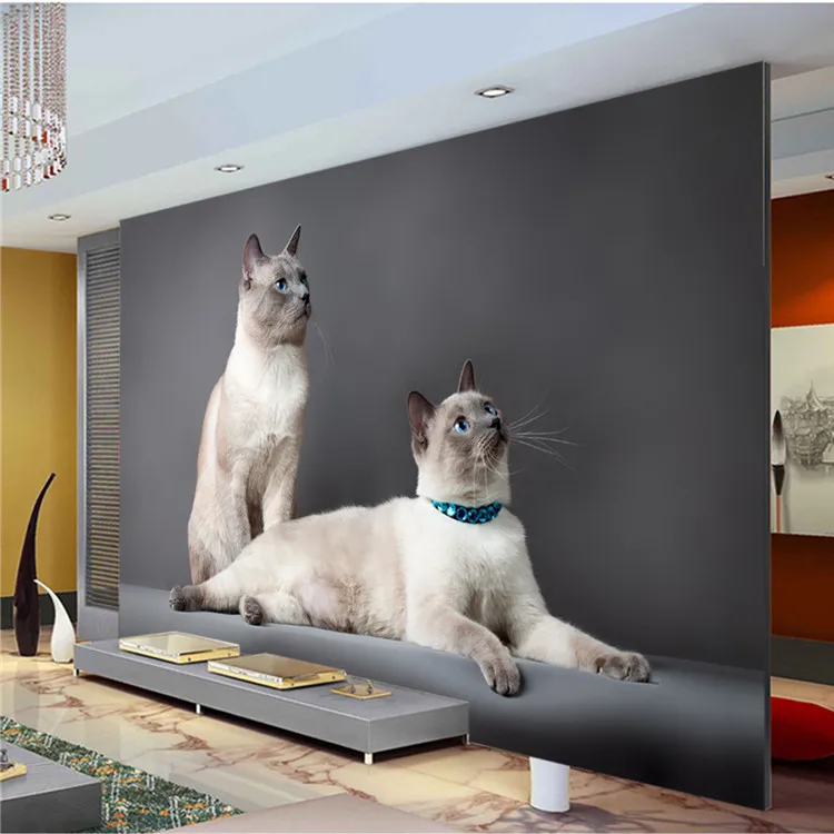 Милый Кот парные Настенные обои на заказ животные мир фото домашний Декор