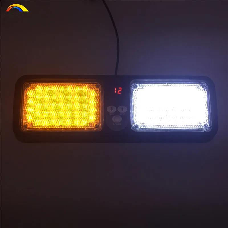 Yellow and White DC12V LED Защита от солнца козырек панель автомобиля грузовик Предупреждение свет вспышки проблесковый маячок Аварийное освещение туман полиции пожарный лампы - Цвет: Yellow and White