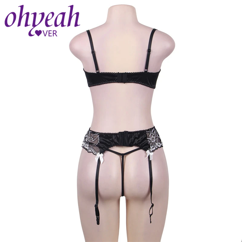 Ohyeahlover, черный, прозрачный, женский, 2 шт., бюстгальтер, Открытая грудь, сексуальный бюстгальтер, наборы, нижнее белье, открытый бюст, бюстгальтер с подвязками, комплект нижнего белья, RM80319