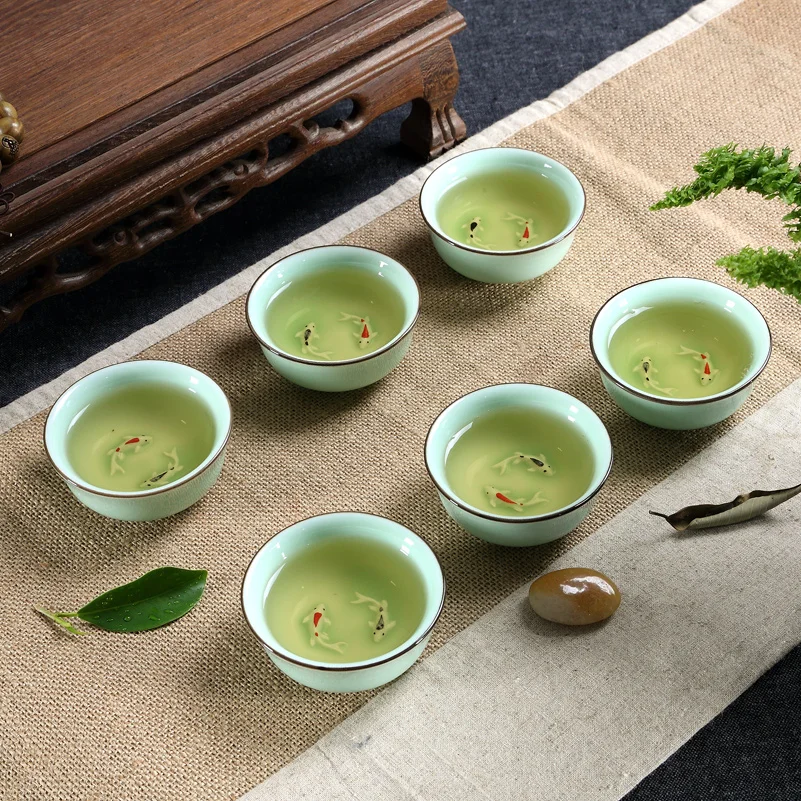 Креативный Карп китайский Селадон Procelain керамический Гонг фу чайная чашка