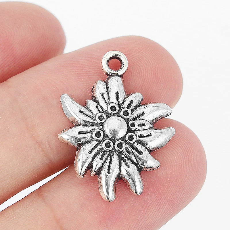 30 шт Рельефный цветок Edelweiss Подвеска подходит ожерелье серьги ювелирные