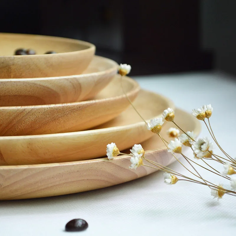 Бесплатная доставка Скандинавская японская резиновая деревянная тарелка для