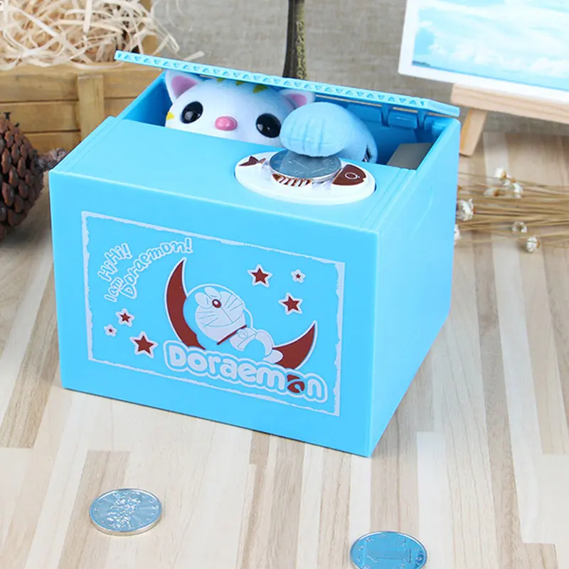 Хорошее ночной полет Doraemon денежный ящик очаровательны копилку Электрический