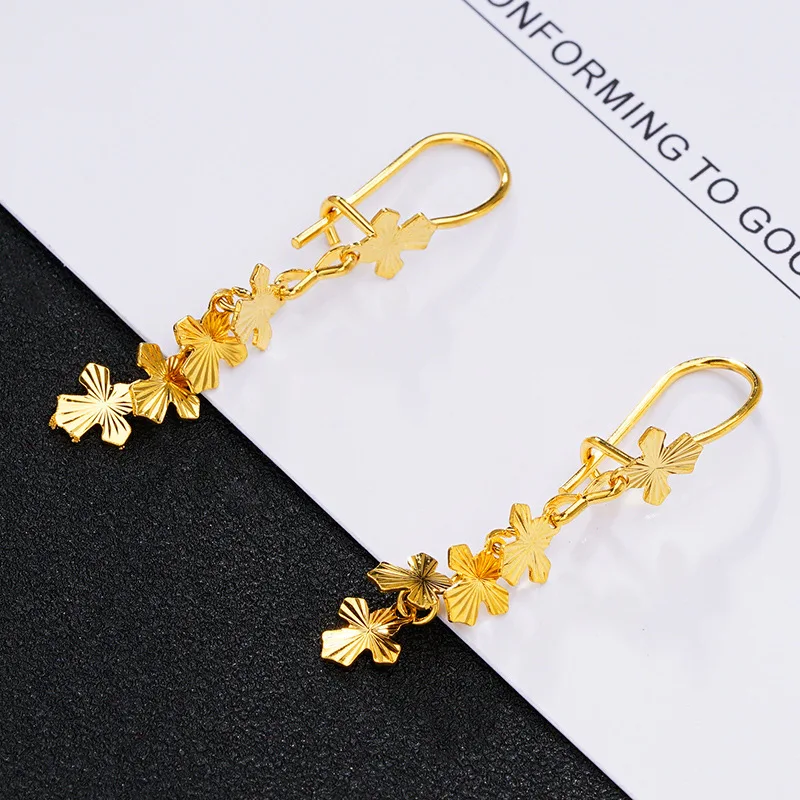 2018 новые винтажные Свадебные маленькие круглые Висячие серьги 24 К золото для