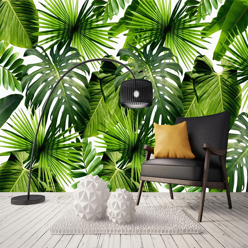 

Large Custom Wall Mural Wallpaper Southeast Asia Tropical Rain Forest Banana Leaf 3D Photo Wall Paper Bedroom Sofa TV Background