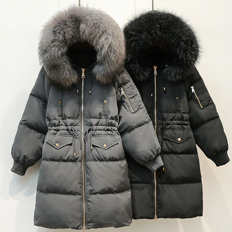 Новая зимняя Женская хлопковая куртка на утином пуху теплая Большая с