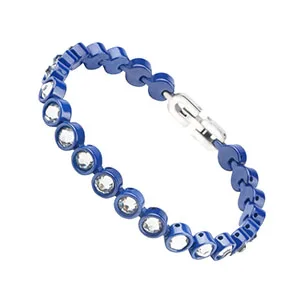 Blue Bracelet Очаровательный розовый синий браслет из нержавеющей стали с кристаллами CZ, браслет, ювелирные изделия для женщин на День святого Валентина - Окраска металла: Blue Bracelet