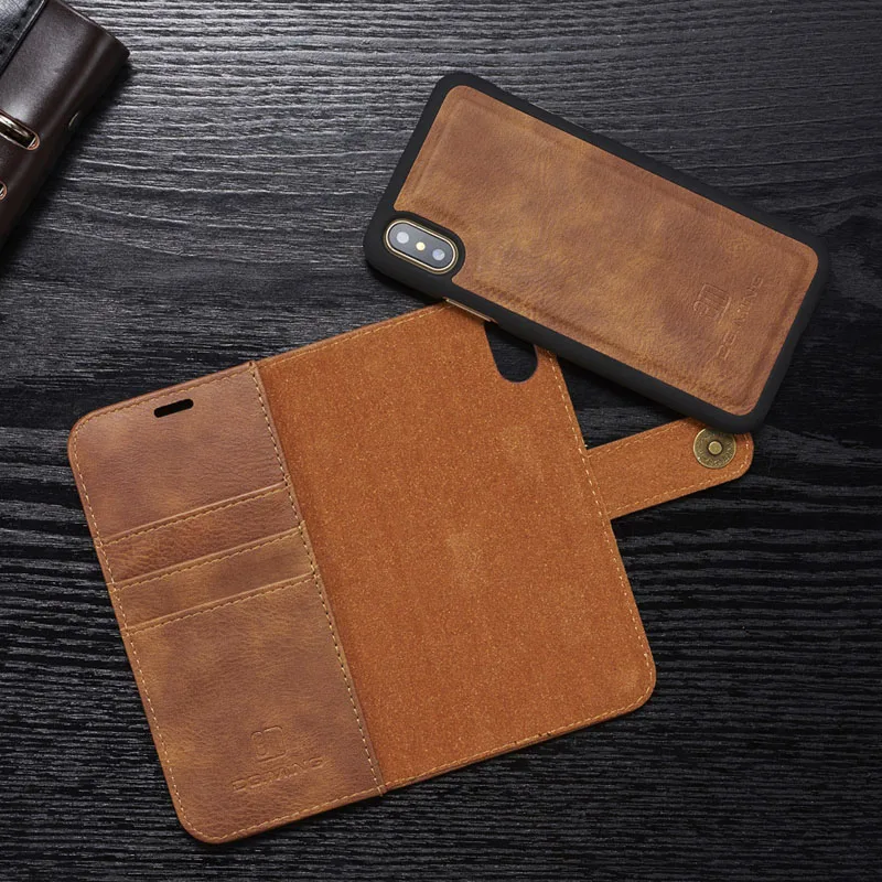 Откидной Чехол DG Ming Роскошный складной чехол кошелек из натуральной кожи для Iphone