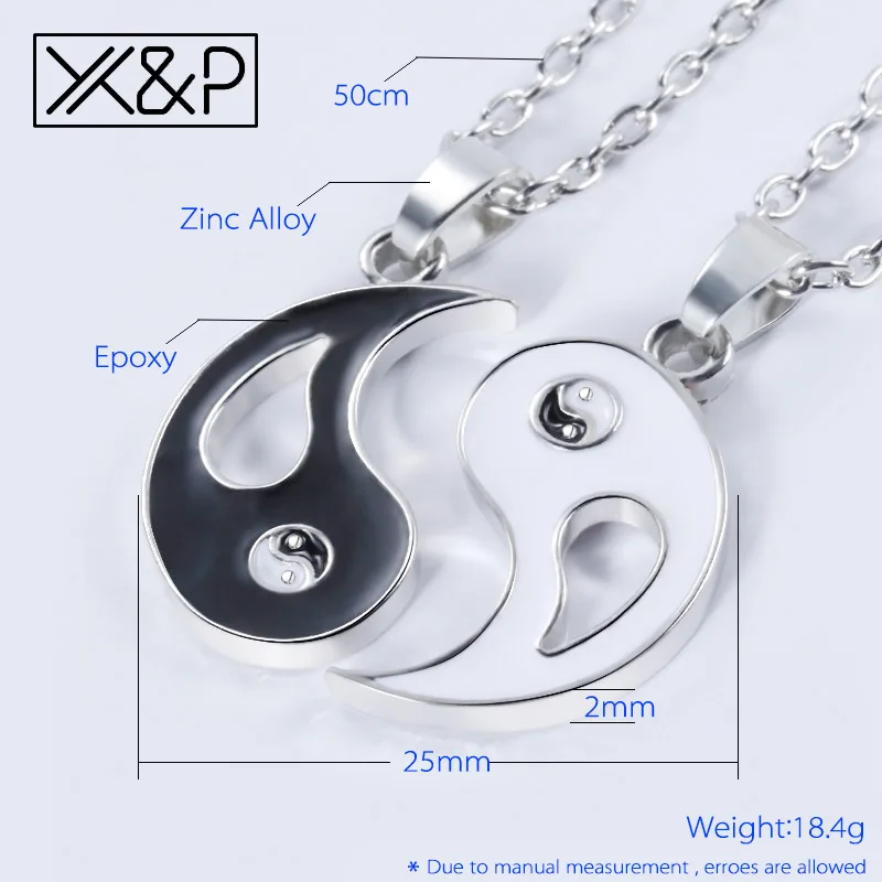 X &amp P Мода сплетни Инь Ян комбинированный черный белый кулон ожерелье для женщин