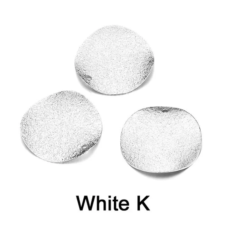 white k color 50 шт./лот, 20 мм, медные Подвески-шармы, неправильная Геометрическая круглая, латунный тон, пустая штамповочная бирка, сделай сам, ювелирное изделие - Окраска металла: white k color