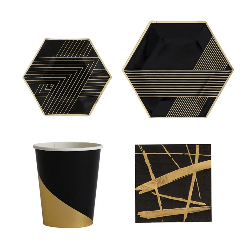 Hexagon food grade disposable tableware dish cake rack straw baby wedding children's birthday party decoration supplies | Дом и сад