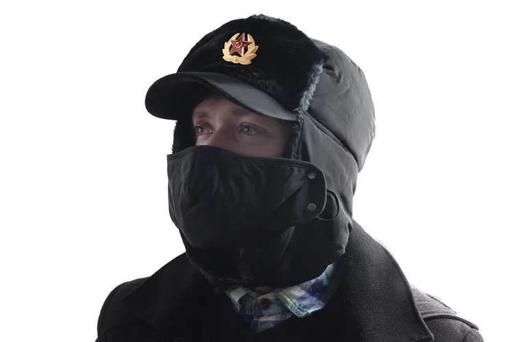 Советская армия, военный значок, Россия, ушанка, шапки-бомберы, летчик, охотник, шапка, зимняя, искусственный мех кролика, ушанка, мужские снежные шапки