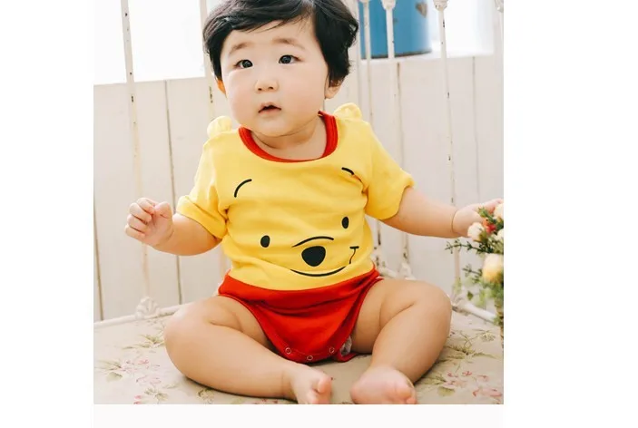 Disney summer short sleeve Triangle briefs baby girl Bodysuits Mickey Mouse Cartoon Cotton baby One-Pieces Newborn Thin rompers