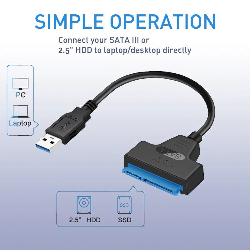 Overfly USB 3 0 Sata адаптер конвертер кабель 22pin sataIII к USB3 адаптеры для 2 5 &quotsata HDD SSD |