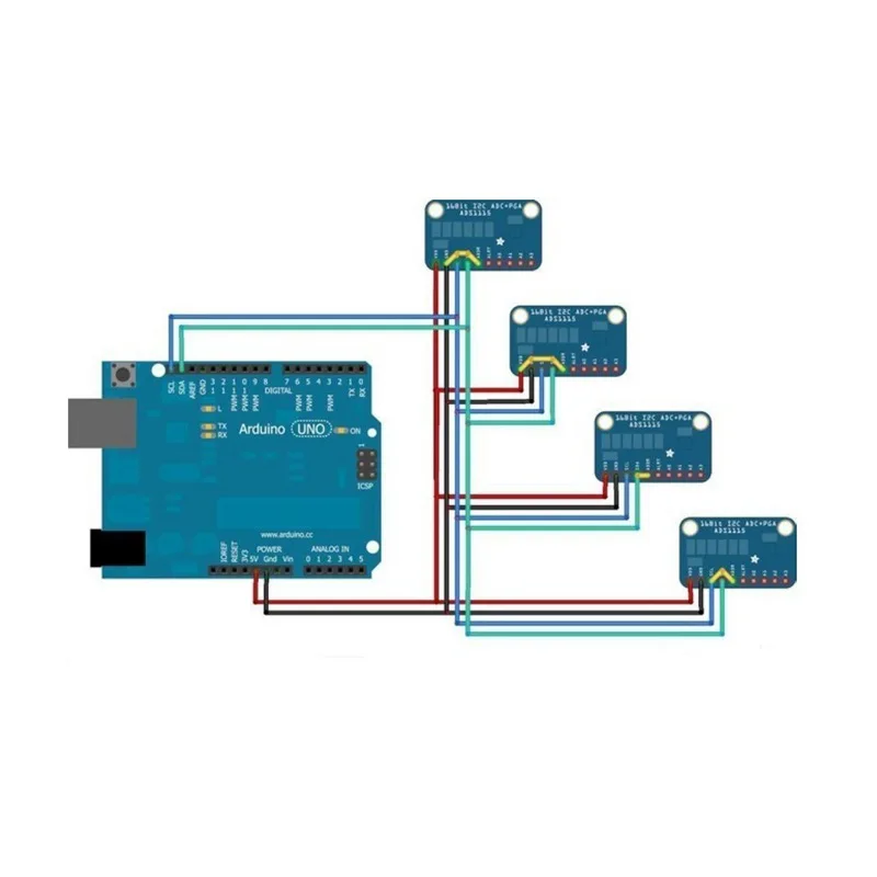 ADS1115 16 бит байт 4-канальный I2C IIC аналого-цифровой ADC PGA преобразователь с