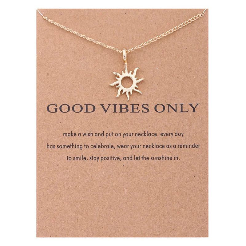 Модные золотистые ожерелья и подвески Good Vibes Only Sun для женщин ювелирные