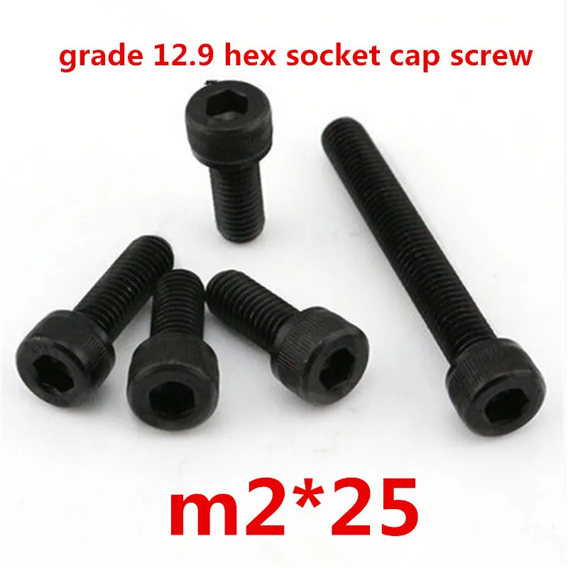 

500pcs m2*25 high strength grade 12.9 alloy steel with black oxide hexagonal / hex socket head cap screw