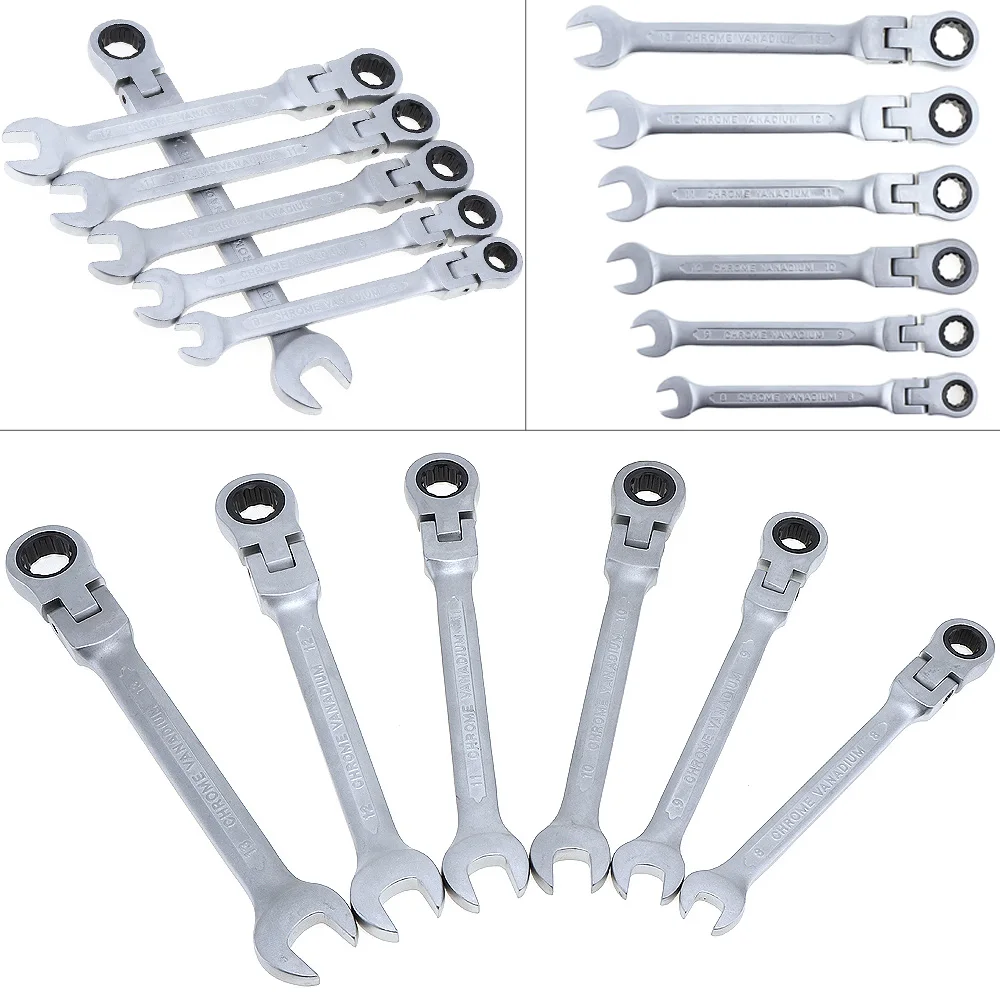 

6pcs/lot 8mm-13mm Adjustable Ratchet Wrench Combination Spanner Set Flexible Ratchet Gear for Home Outdoor Hand Tool Repair Kit