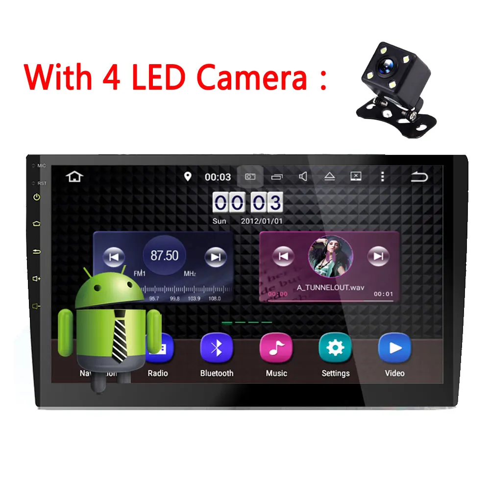 With 4 LED Camera AMPrime10.1 ''Автомобильный CD/DVD плеер 2 din Android автомобильный мультимедийный плеер Wifi сенсорный экран Аудио Стерео gps навигация Авторадио - Цвет: With 4 LED Camera
