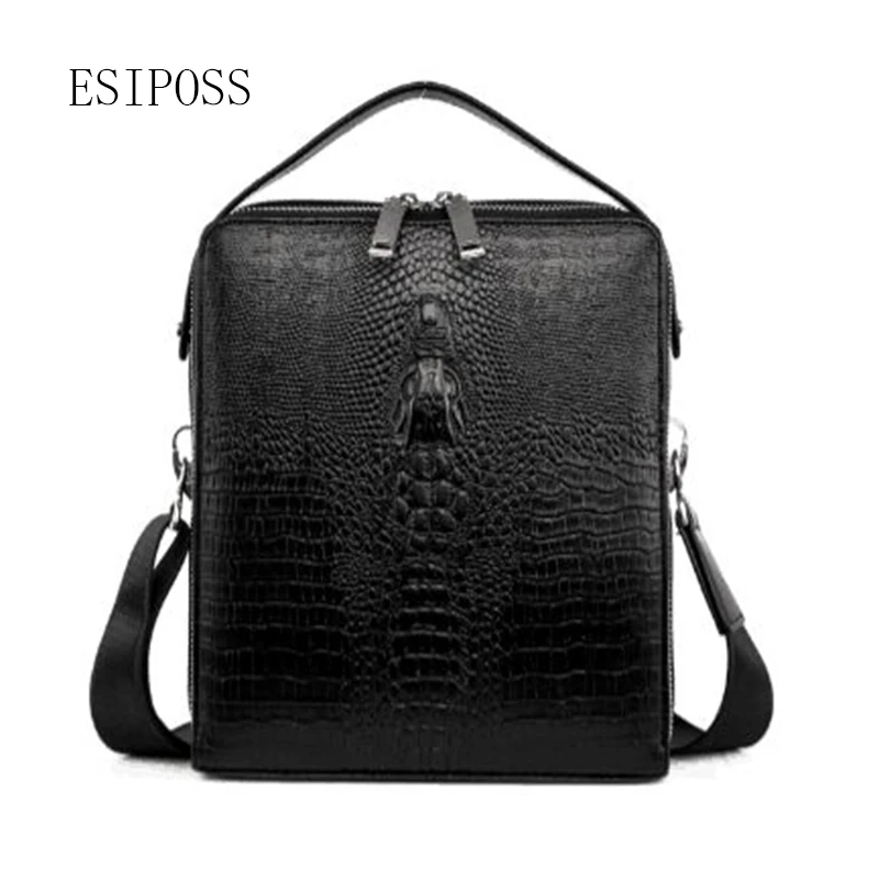 Мужской портфель из воловьей кожи с крокодиловым узором|bag genuine|messenger bagbusiness man bag |