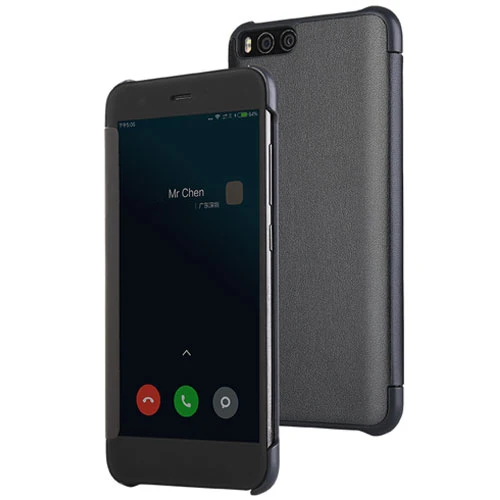 Серый CAPSSICUM mi 6 кожаный чехол для Xiaomi mi 6 полупрозрачный флип-чехол с окошком для просмотра с функцией автоматического сна и пробуждения Жесткий противоударный - Цвет: Серый