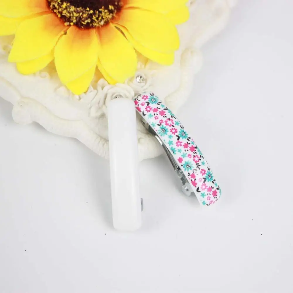 Wholesale 6pcs/set print flowers barrettes solid summer hair clips 4 cm girls hairpins accessories for school | Детская одежда и