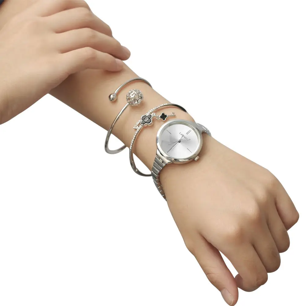 LIANDU Мода часы женские Серебро Популярные Браслет Смотреть Роскошные часи