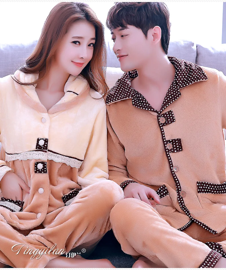 Lovers' пижамы коралловый флис пижамы Пары Зима теплая Домашняя одежда с длинным рукавом досуг теплая одежда коралловый бархат костюм D-2084