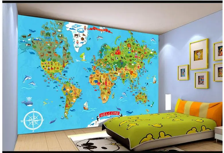 Индивидуальные 3d фотообои Настенные обои Детские Мультяшные животные