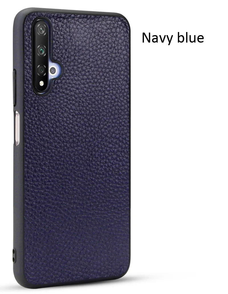 Navy blue Чехол из натуральной кожи для huawei Honor 20 Pro Личи бизнес задняя защитная оболочка - Цвет: Navy blue