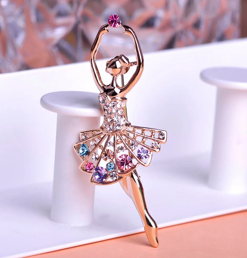 Балетная танцовщица горный хрусталь броши Cachecol булавка для хиджаба Платье