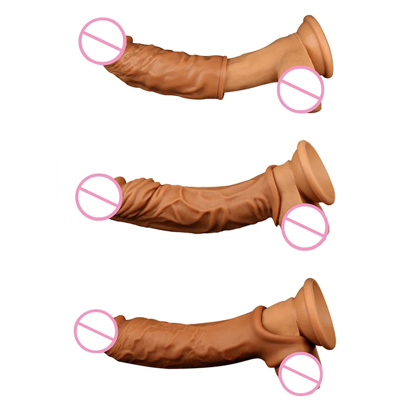 Многоразовый толстый силиконовый презерватив двойной рот удлинитель