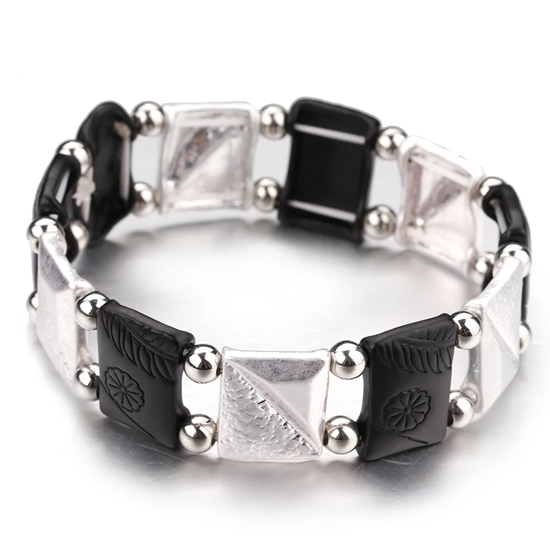 Женские Квадратные бусины ALLYES металлические браслеты Подвески в стиле ретро с