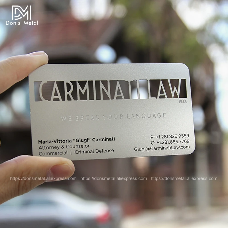 Personalized cutout stainless steel business metal card