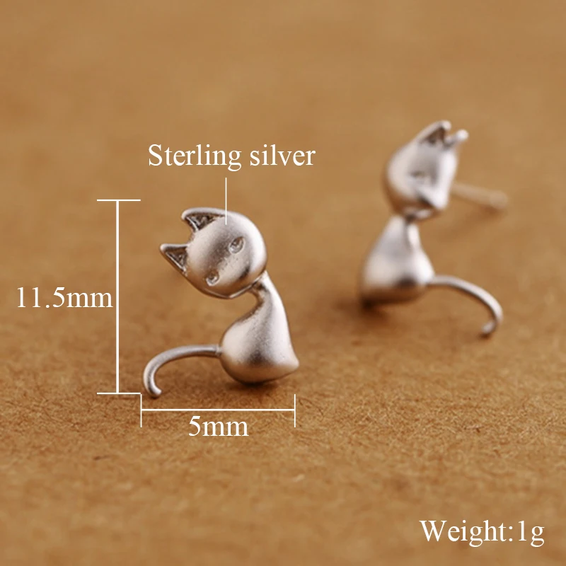 Серьги-гвоздики женские из серебра 925 пробы с милыми мультяшными 3D животными |