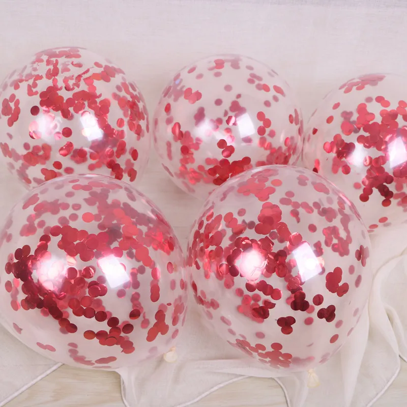 Red confetti 5 шт./лот, 12 дюймов, розовое золото, фиолетовый конфетти, латексный шар, Круглый/звездный элегантный шар для свадьбы/помолвки/дня рождения - Цвет: Red confetti