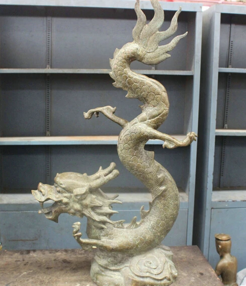 36 &quotКитай Чисто Бронзы Животные Скульптура Богатство Миф Дракон Статуя оптовая