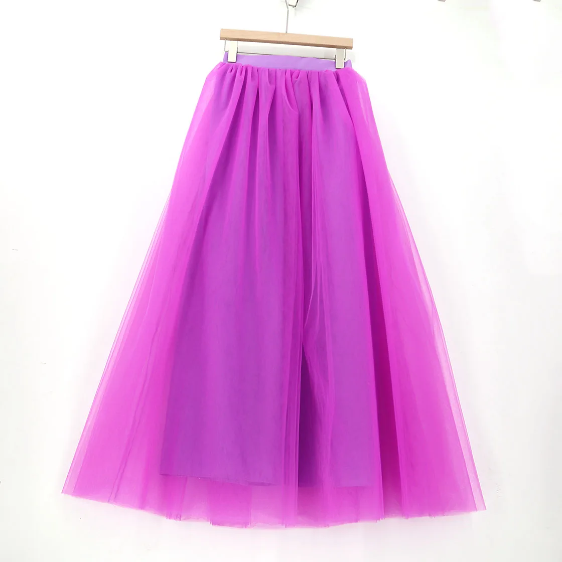 purple 35 Изящные длинные тюлевые юбки на заказ, белая мягкая Тюлевая юбка подружки невесты в винтажном стиле длиной до пола для свадебной вечеринки, большие размеры - Цвет: purple 35