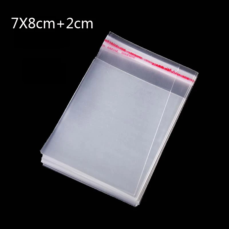 

600 шт. 7*8 + 2 см маленький мешочек для упаковки для безделушек хранения 5x5 см прозрачные пластиковые мешочки многоразовые закрывающиеся целло...