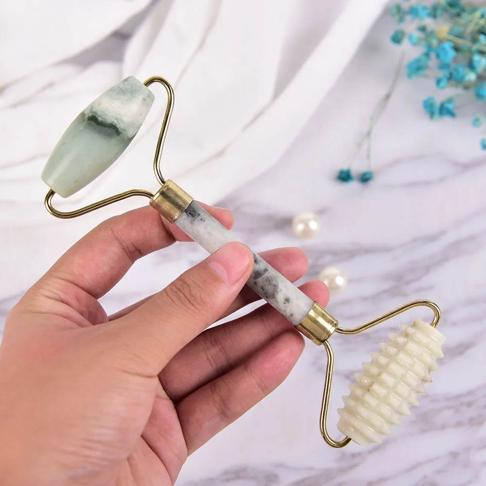 Массажный ролик для лица с двумя головками Нефритовый камень подтяжка