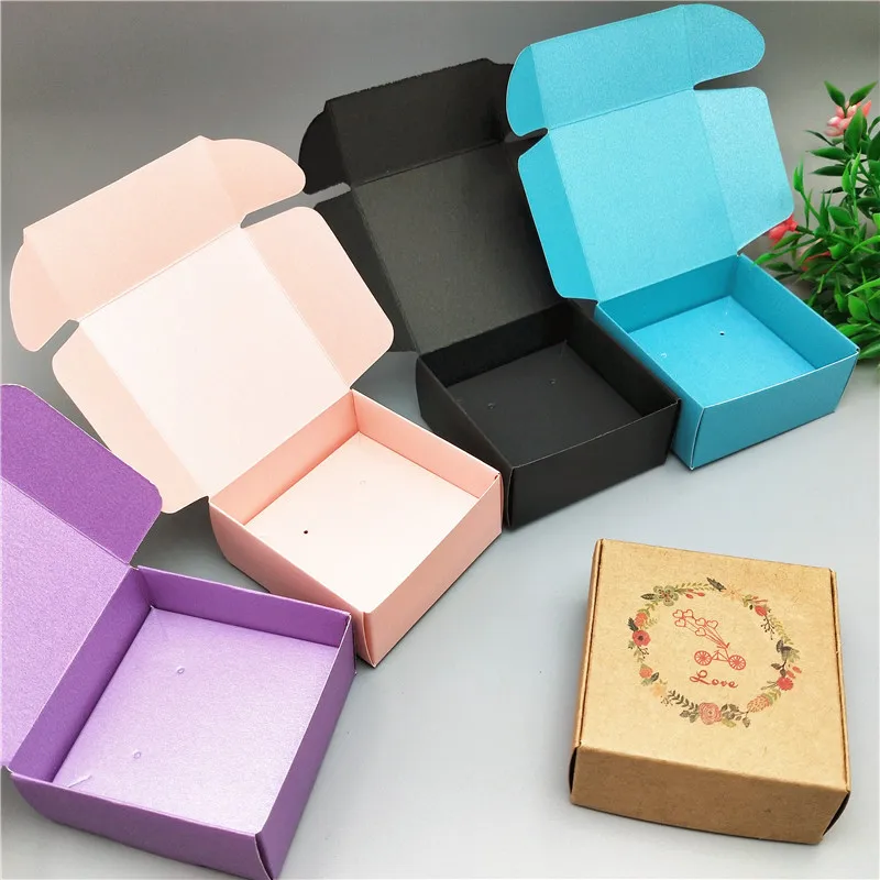 

100Sets Paper Cardboard Aircraft Gift Packing Boxes Jewelry Set Kraft Boxes Necklace Pendant Earring Displays Box