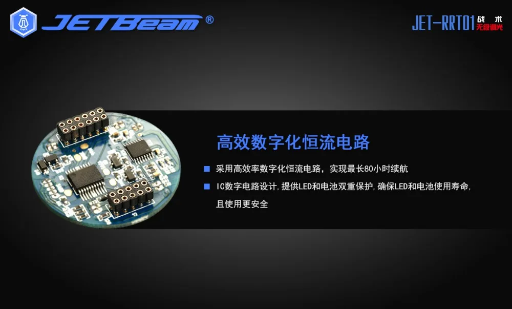 Тактический фонарь JETBeam RRT01, смарт-Селекторное кольцо, CREE XP-L, CREE XP-L, макс. 950 люмен, с 16340 USB перезаряжаемой литиевой батареей