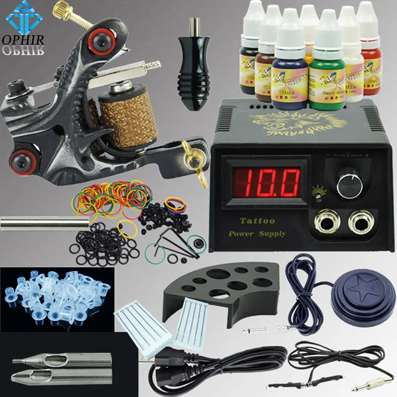 OPHIR полный набор для тату лайнер шейдер машина пистолет 7 видов цветов игла чернил