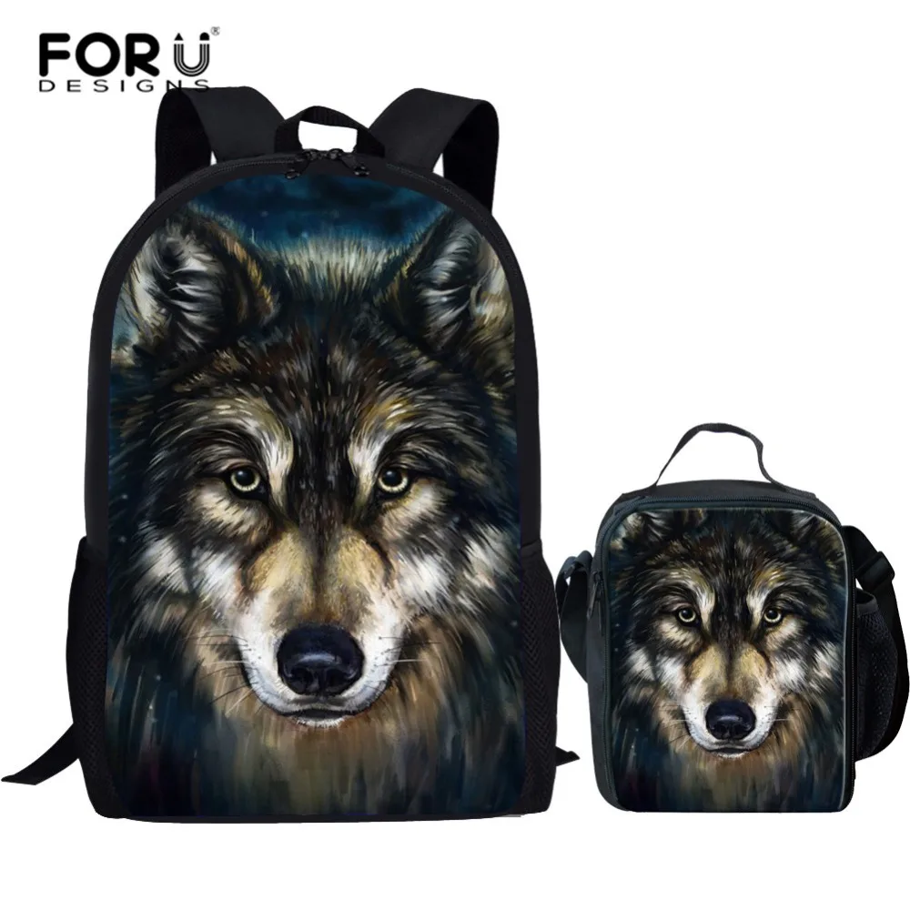 FORUDESIGNS/крутой волк школьные сумки набор для мальчиков женский рюкзак школьные сумки высокое качество рюкзак женский книга пакет под заказ