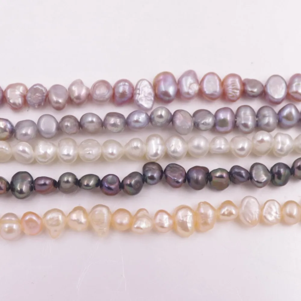 

5mm-6mm Freeform pearl Loose Beads Strand 14" White Pink Black Gray lilac Choose